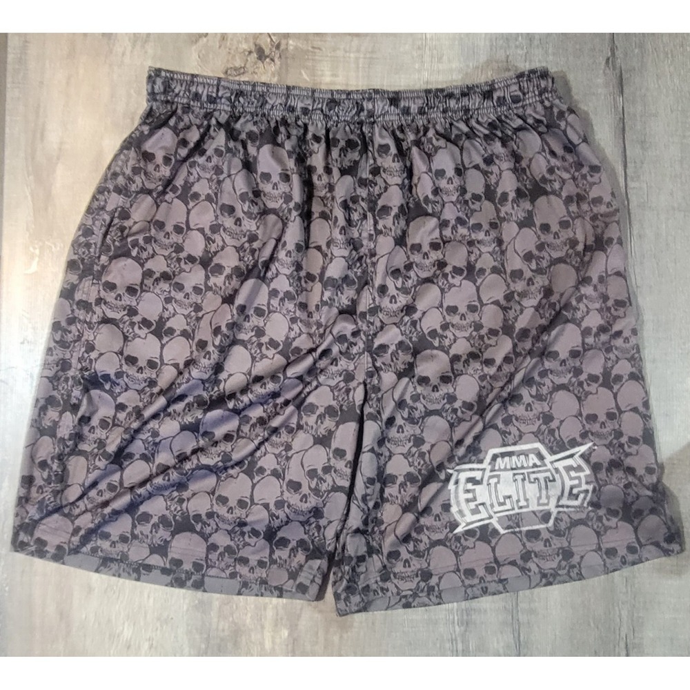 MMA Elite Mens Large - XL Skulls AOP Lightweight‎ Shorts Pockets Drawstrings EUC